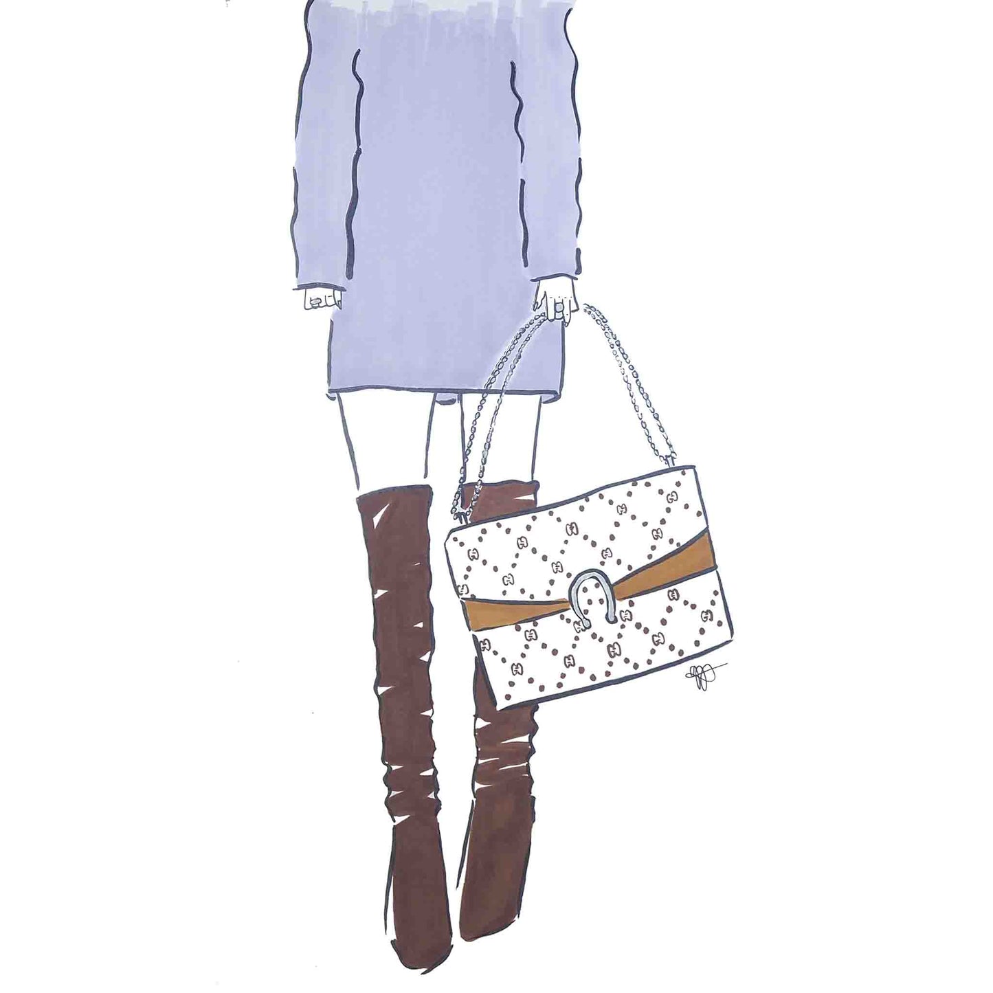 Bag & Boots: Brown/Purple